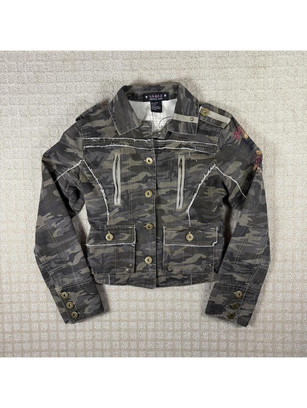 Yahoo Camo Utility Jacket Medium Embroidered